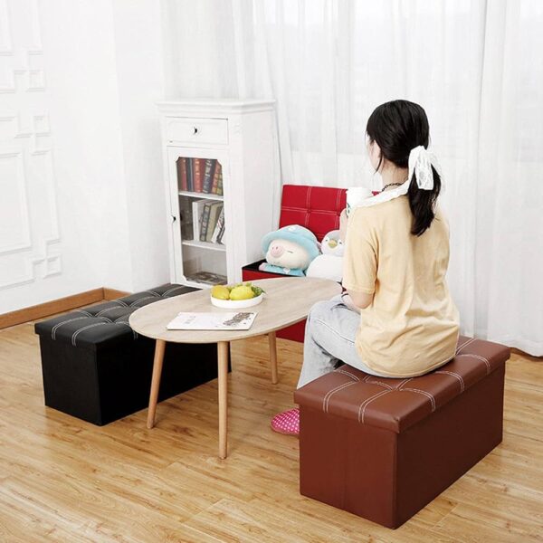 Pouf de Rangement 2 Places – Pliable & Élégant