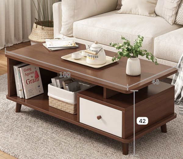 Table Basse en Bois avec Tiroir