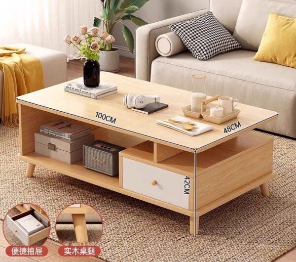 Table Basse en Bois avec Tiroir