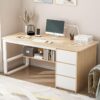Bureau Moderne en Bois avec 3 Tiroirs + Chaise à Roulettes